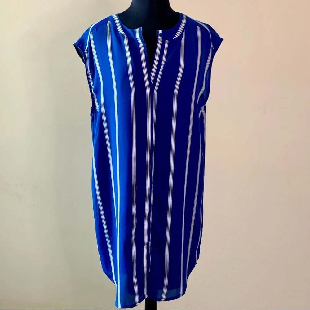 BB Dakota Dress Blue Striped Large Shift Shirtdress NWT - Picture 2 of 12